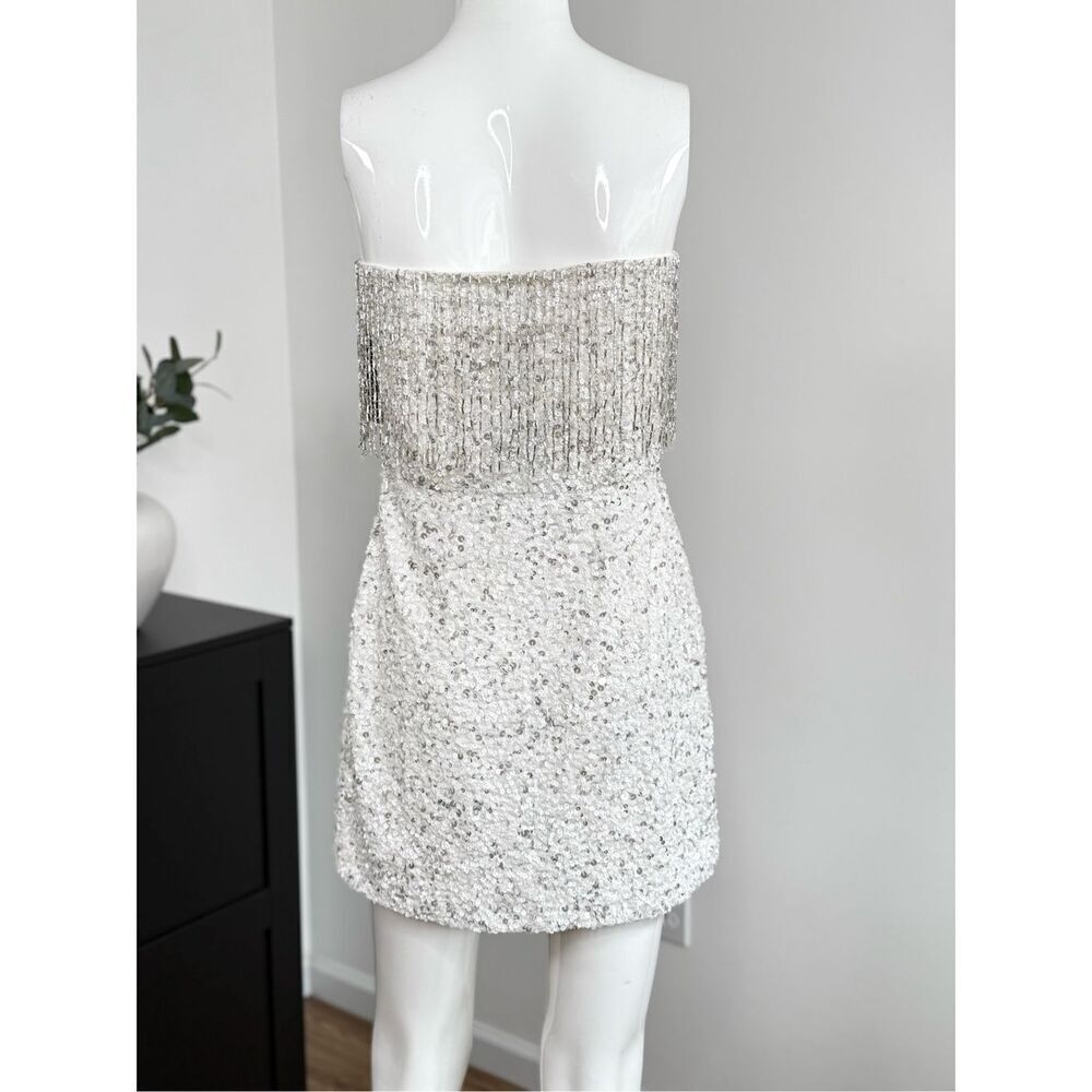 Retrofete Womens Cassandra Sequin Fringe Mini Dress White Size Small - Picture 13 of 15